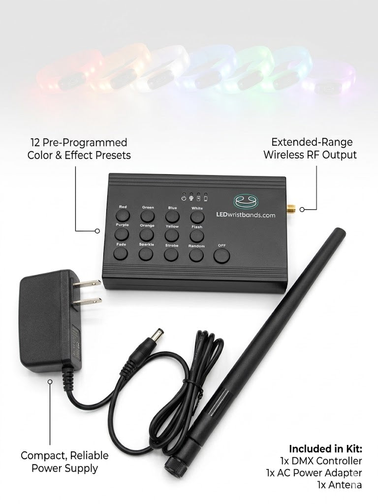 RF controller kit included with every concert LED wristband order